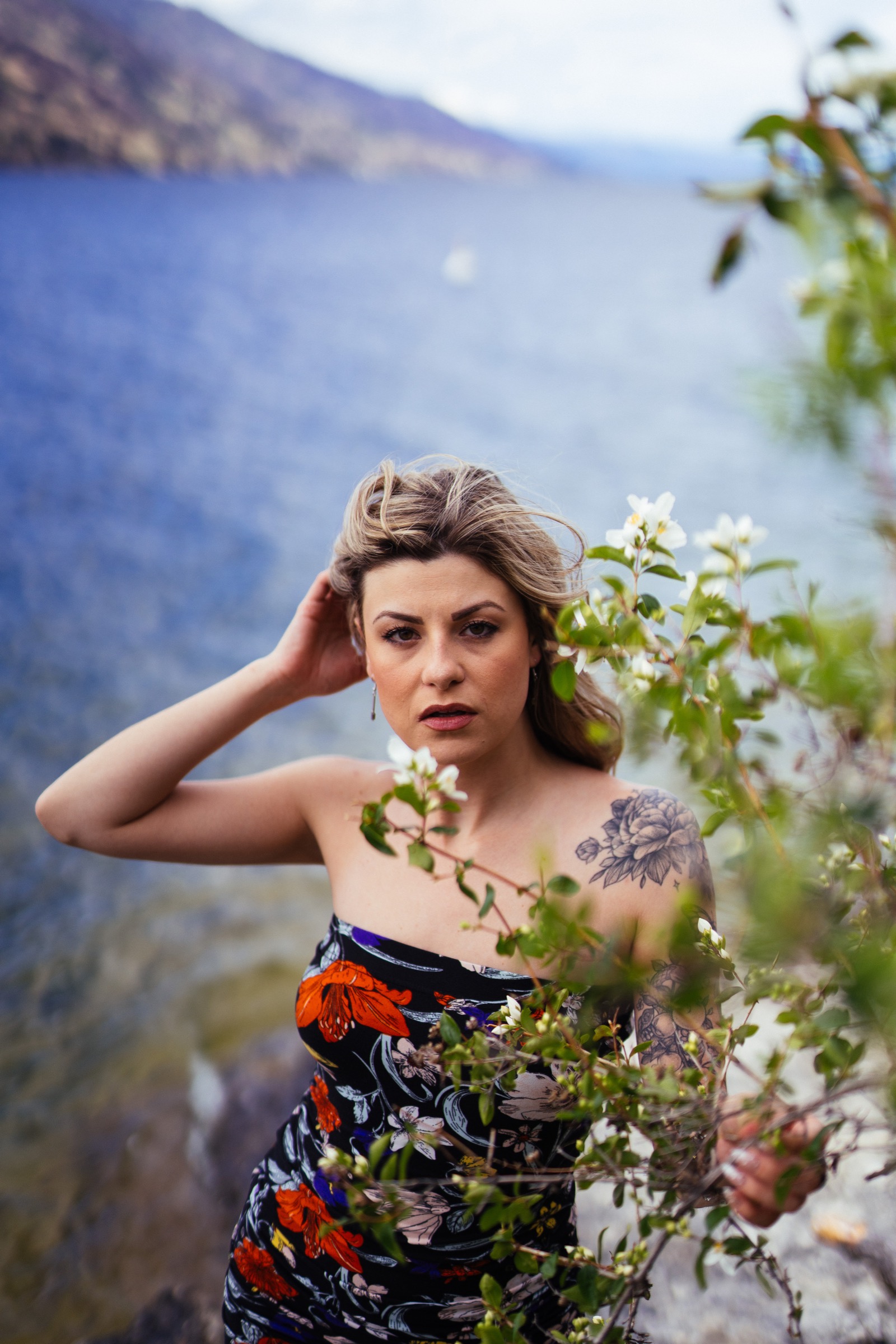 Cinematic portrait session above Okanagan Lake